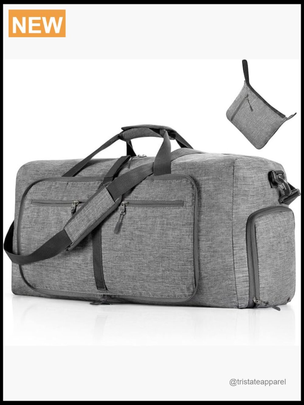 65L Foldable Travel Duffel Bag with Shoe Compartment, Lightweight Weekender